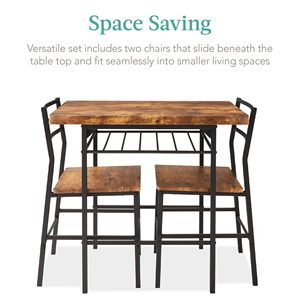 Ensemble de salle à manger moderne 3 pièces, <span class=keywords><strong>dinette</strong></span> peu encombrante pour la cuisine, la salle à manger, petit espace avec cadre en acier, support de rangement intégré - Product Image 2