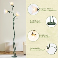 Französische Landhausstil Retro Creme LED Stehlampe mit drei Köpfen und drei Farbtemperaturen für Wohnzimmer, Sofa, Schlafzimmer und Zuhause