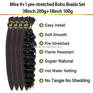 BELEZA T1B/BUG #   Extensioni per <span class=keywords><strong>capelli</strong></span> sintetiche intrecciate senza nodi e senza cuciture da 4+138 pollici, 200g, resistenti al calore, all'ingrosso - Product Image 3