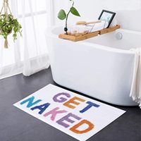 Alfombra de Baño Divertida y Bonita de Poliéster con Diseño FIGOO-OEM, Alfombra de Baño Afelpada con Diseño de 'Get Naked'
