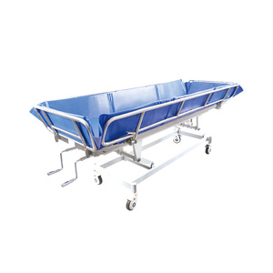 Cama de baño para ancianos y pacientes con discapacidad de acero inoxidable y ABS con ruedas para uso en el cuidado en el hogar. - Product Image 1