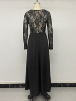 Robe longue élégante noire pour femme 2026, col carré, manches longues en dentelle, taille ajustée, coupe fluide, idéale pour soirée formelle