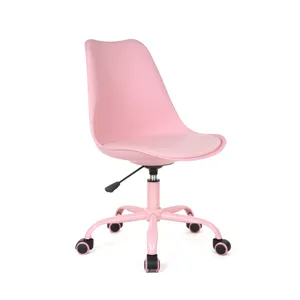 Chaise de bureau moderne à la mode en gros en plastique rose chaise pivotante en cuir Pu 100 Mm Chrome Gas Lift Hello Kitty chaise pivotante