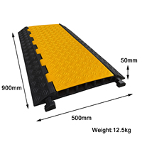 Protector de Cables Flexible de 90 cm, 100% Caucho Reciclado, 6 Canales, Resistente, Rampa Protectora de Cables Recta