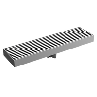 Drain de douche d'hôtel moderne rectangulaire 30x8 CM en acier inoxydable 304 PVD anti-odeur avec insert de carrelage dissimulé