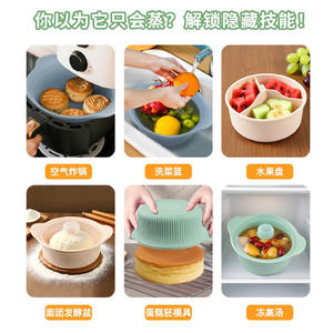 Olla vaporera de silicona con tapa, tamaños pequeño y grande, apta para microondas, ecológica, para cocinar arroz y verduras al vapor - Product Image 3