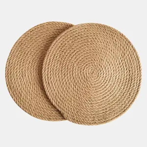 Factory directly supply woven jute placemat round jute mat for table decoration casserole mat for hotel and restaurant