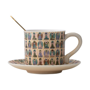 Dunhuang Thousand Buddha Coffee <b>Cup</b> And Saucer Set Ceramic <b>Large</b> Capacity For Afternoon <b>Tea</b> - Product Image 4