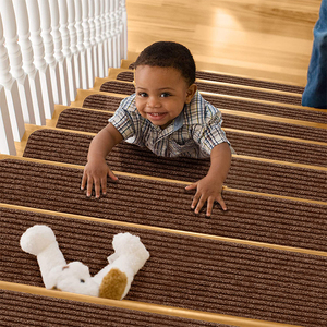 Marches <span class=keywords><strong>d</strong></span>'<span class=keywords><strong>escalier</strong></span> antidérapantes pour l'intérieur 8 "X 30" <span class=keywords><strong>Tapis</strong></span> <span class=keywords><strong>d</strong></span>'<span class=keywords><strong>escalier</strong></span> noir avec <span class=keywords><strong>tapis</strong></span> <span class=keywords><strong>d</strong></span>'<span class=keywords><strong>escalier</strong></span> autocollant réutilisable - Product Image 1