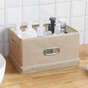 Boîte de rangement de vêtements pliable avec couvercle tissu de lin vêtements boîte de rangement pliante tiroir anti-poussière placard organisateur de stockage - Product Image 3