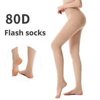 Collants tricotés réfléchissants pour filles 80D avec collants transparents de danse pôle collants de mise en forme avec motif solide jambe nue