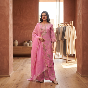 Transformez votre style estival et faites une déclaration élégante avec ce palazzo en mousseline de coton imprimé rose pour femme, une pièce exquise. - Product Image 4