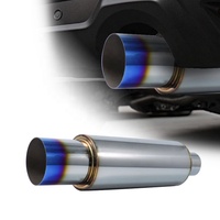 Knalpot Lurus Otomatis Stainless Steel Biru Terbakar Peredam Suara 2.5 inci Inlet 3 inci Outlet Knalpot Balap Lurus untuk Mobil Universal