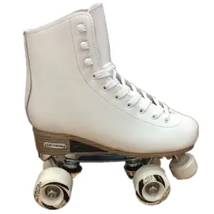 Custom high rebound PU wheel patines white vamp aluminum plate truck quad roller skates shoes