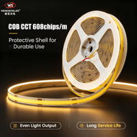 Bande lumineuse LED COB CCT réglable, 608 puces par mètre, 24V, flexible, dimmable, double blanc, pour décoration intérieure