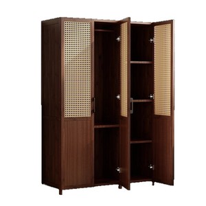 Armario de ratán minimalista de estilo chino con puertas dobles, gabinete de almacenamiento de gran capacidad para el hogar y el dormitorio. - Product Image 5