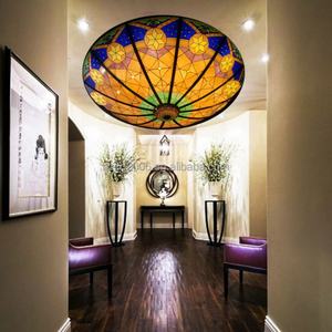 Cúpula de Vidrio Tiffany Hecha a Mano y Personalizada, Resistente, con Diseño de Paisaje Urbano, para Iluminación de Salón, Villa, Sala de Estar u Hotel - Product Image 3