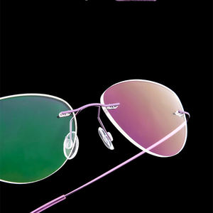 إطار نظارات بدون حواف من سبائك التيتانيوم خفيف الوزن للغاية، نظارات بدون إطار على شكل عين القطة بدون براغي، إطار بصري لقصر النظر جديد - Product Image 6