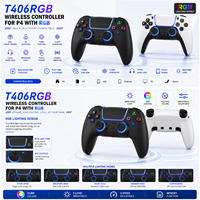 Control Inalámbrico BT RGB con Luz, Giroscopio de 6 Ejes, Joystick para PC, Panel Táctil, Doble Vibración para PC Steam, Control Multifunción para