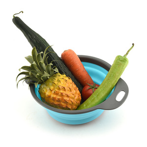 Ensemble de paniers de drainage pliables en silicone, 2 pièces, ronds, pliables, pour fruits et légumes, avec plateau, pour la cuisine - Product Image 2