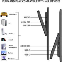 Moniteur portable double écran AHXJKA 16 pouces 1200P IPS 16:10 144Hz avec support intégré pour Windows, Mac et consoles