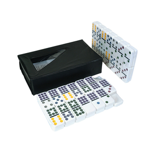Caja de PVC de lujo doble 9 juego de dominó personalizado colorido niños rompecabezas juego <span class=keywords><strong>solitario</strong></span> bloques de dominó con bajo MOQ - Product Image 1