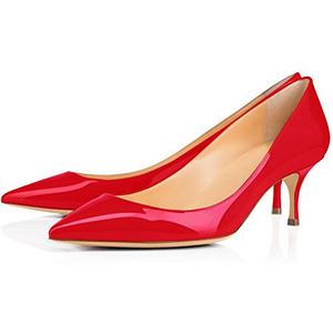 Zapatos de Tacón Alto para Mujer, con Parte Superior de Cuero Patentado, Punta en Pico, Estilo Slip-on, Color Azul - Product Image 4