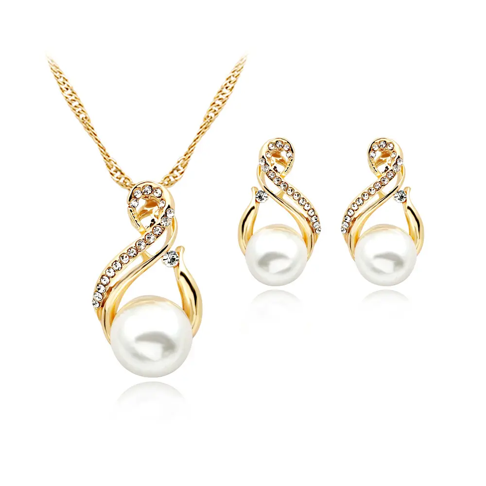 High Quality Fashion Jewelry Women's Gift Wedding Dubai Jewelry Pearl Sets Jewellery Necklace Earrings Sets