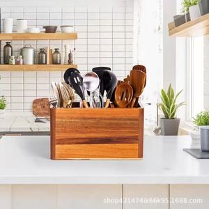 Wooden <b>storage</b> <b>box</b> for home and <b>kitchen</b> use, divided into compartments; multi-purpose solid wood <b>storage</b> <b>box</b> for office and - Product Image 3