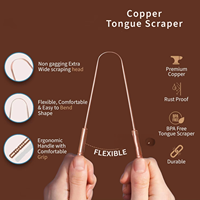 Grattoir à langue en cuivre pur en forme de U avec logo personnalisé, efficace pour éliminer la mauvaise haleine, soin buccal et hygiène.