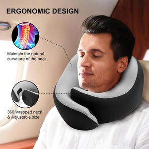 Oreiller en mousse à mémoire de forme en U personnalisable, à récupération lente, portable et pliable, pour le voyage, le bureau et la sieste - Product Image 3
