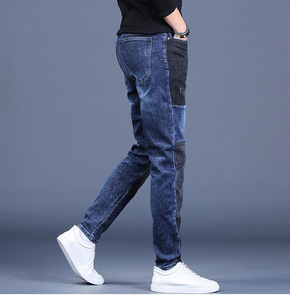 Vendita calda <span class=keywords><strong>pantaloni</strong></span> Jeans Jeans da <span class=keywords><strong>uomo</strong></span> taglie forti carota in forma lavata tecnica stile Hip Hop <span class=keywords><strong>pantaloni</strong></span> con bottone a metà - Product Image 3