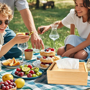 Organisateur de couverture de boîte de serviettes en bambou minimaliste moderne porte-mouchoir avec couvercle supérieur amovible pour table de salle de bain - Product Image 5