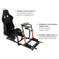 Cockpit de simulateur de vol réglable LRS17-BS03, cadre inclinable pour simulateur de vol, compatible avec Logitech Thrustmaster Boeing Airbus, configuration de jeu