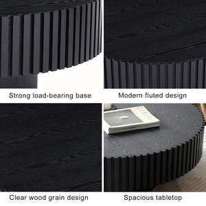 طاولة قهوة مستديرة مع مساحة تخزين ، طاولة قهوة أسطوانية سوداء حديثة لغرفة المعيشة - Product Image 5