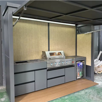 Cuisine barbecue extérieure à 6 brûleurs de qualité commerciale avec armoire de rangement pour évier de réfrigérateur et porte rétractable