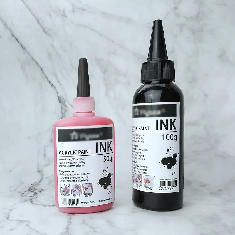 50ml 100ml su bazlı Pigment yıkanabilir sıvı akrilik mürekkep gravür için diy takı