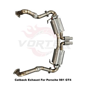 Ensemble de silencieux Vortex Acoustic-Master Natural Ti avec soupape à vide compatible avec Porsche 981 GT4 Tuning - Product Image 4