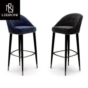 <span class=keywords><strong>Leon</strong></span> Home Real Good Barstool Villa Furniture Vintage Simple Barstool Curved-Back Fabric Counter Stool - Product Image 5