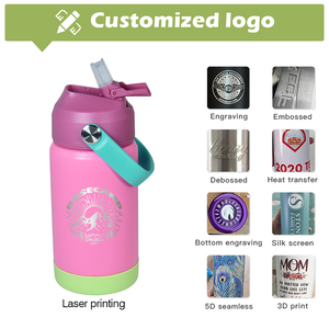 Bình nước giữ nhiệt bằng thép không gỉ 12oz mới, nhiều màu sắc, có nắp bật, tay cầm mềm mại, đáy cao su, dành cho trẻ em - Product Image 2