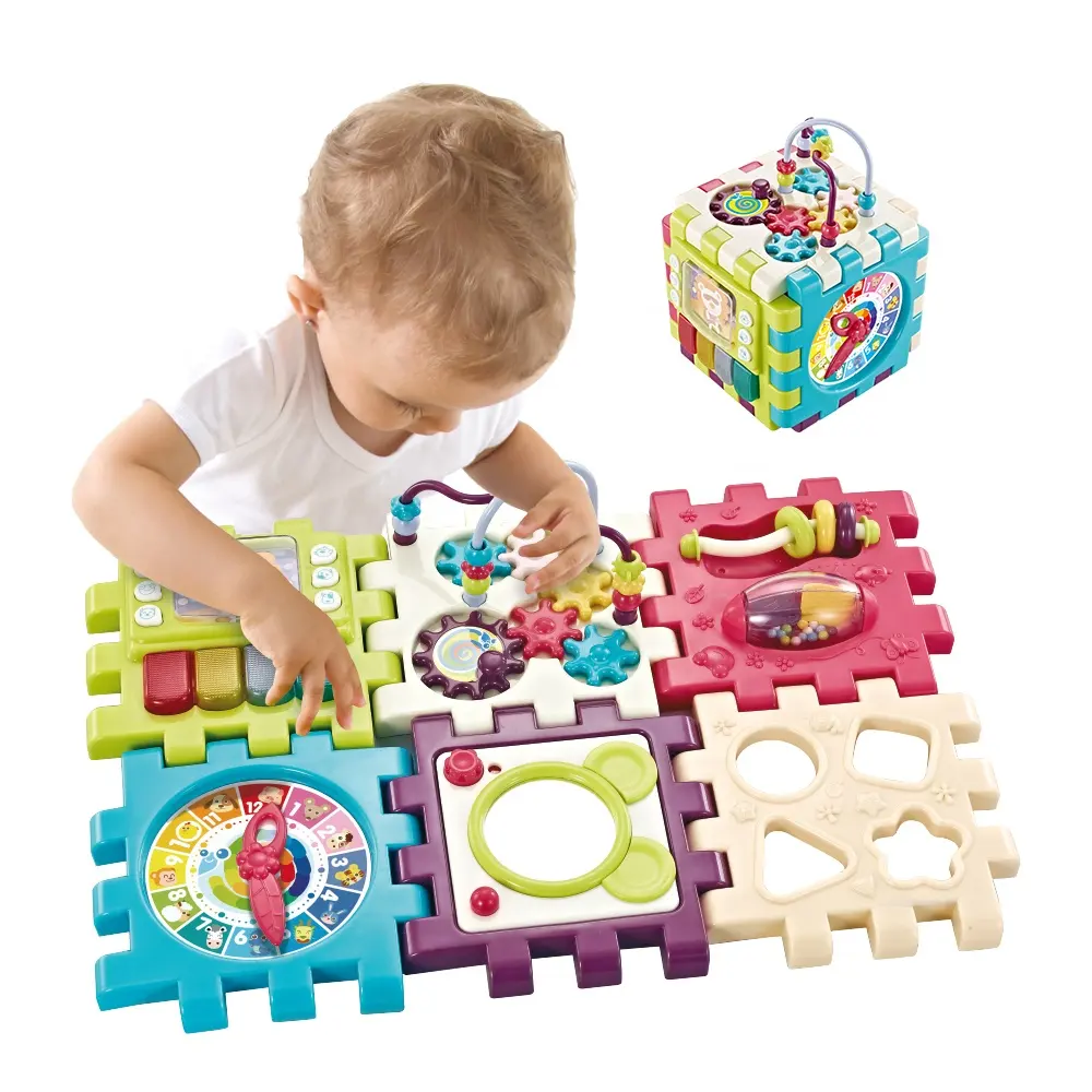 6 en 1 Tige électronique bambin éducatifs bébé forme match grande activité cube labyrinthe boîte de jeu jouets