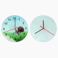 Jam Dinding Kaca Sublimasi QD instar Laris Manis, Jam Dinding Bulat untuk Cetak Sendiri, Jam Dekoratif DIY Bertenaga Baterai untuk Sekolah dan Rumah