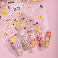 Zhengxiang Vente en gros Personnalisation Accessoires d'art ongulaire étanches en forme de cœur, divers motifs floraux : tulipes, lys, marguerites des prés 5D
