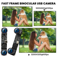 1200P 60FPS Cámara USB de doble lente 120 grados Sin distorsión Gran angular Obturador global Módulo de cámara USB para visión de robot