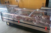 Aliments Boucherie Comptoir réfrigéré Réfrigérateur Vitrine pour viande Deli Vitrines Poulet Boisson Fruits et frais Armoire de conservation