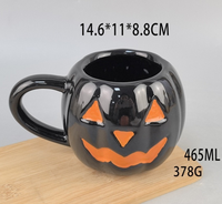 Orange Geometrisches Muster Glasierte Keramik Umweltfreundliche Luxus-Kaffeetasse - Kreatives Halloween-Geschenk 300-400ml