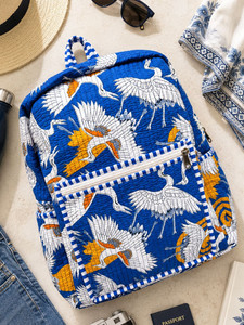 Quilted Cotton <b>School</b> Bag for Kids – Colorful Animal Print <b>Backpack</b> with Zipper Pockets - Product Image 2