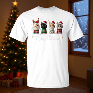 Maglietta Natalizia con Gatto Babbo Natale, Design Festivo per le Vacanze - Product Image 3