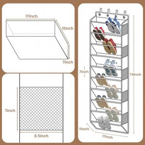Over The Door Shoe Organizer 10 Tier <b>Black</b> Hanging With 20 Pockets For Shoes Behind Doors Or On Walls - Product Image 5