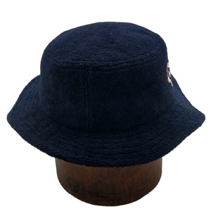<strong>Navy</strong> Blue Terry Cloth <strong>Bucket</strong> Cap <strong>Hat</strong> with Embroidered Logo - Casual Soft Towel Fabric Sun <strong>Hat</strong> for Men Women - Product Image 3
